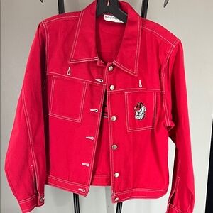 Women's Vibrant Red Denim Jacket